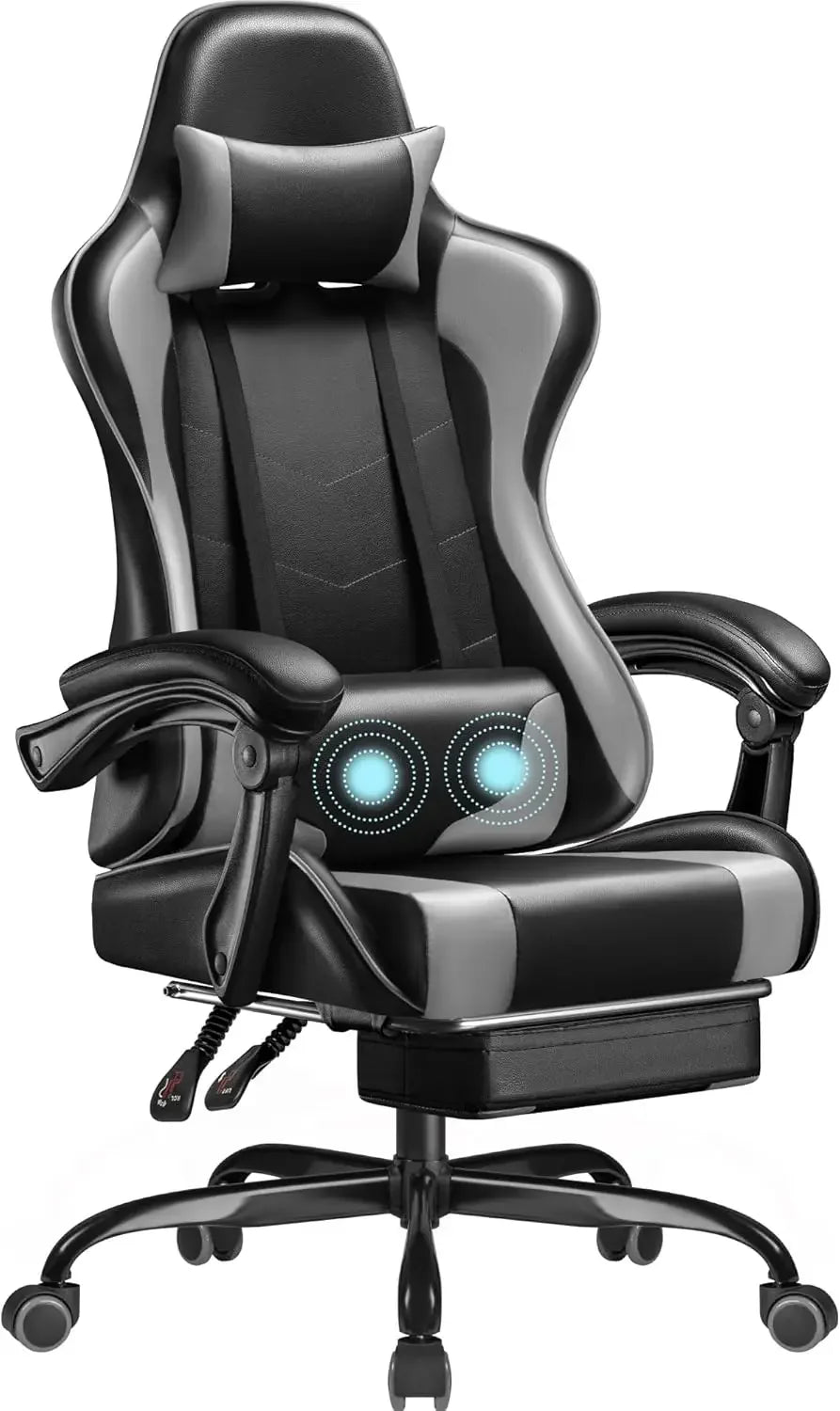 Gaming Chair, Video Game Chair with Footrest and Massage Lumbar Support, Ergonomic Computer Chair Height Adjustable