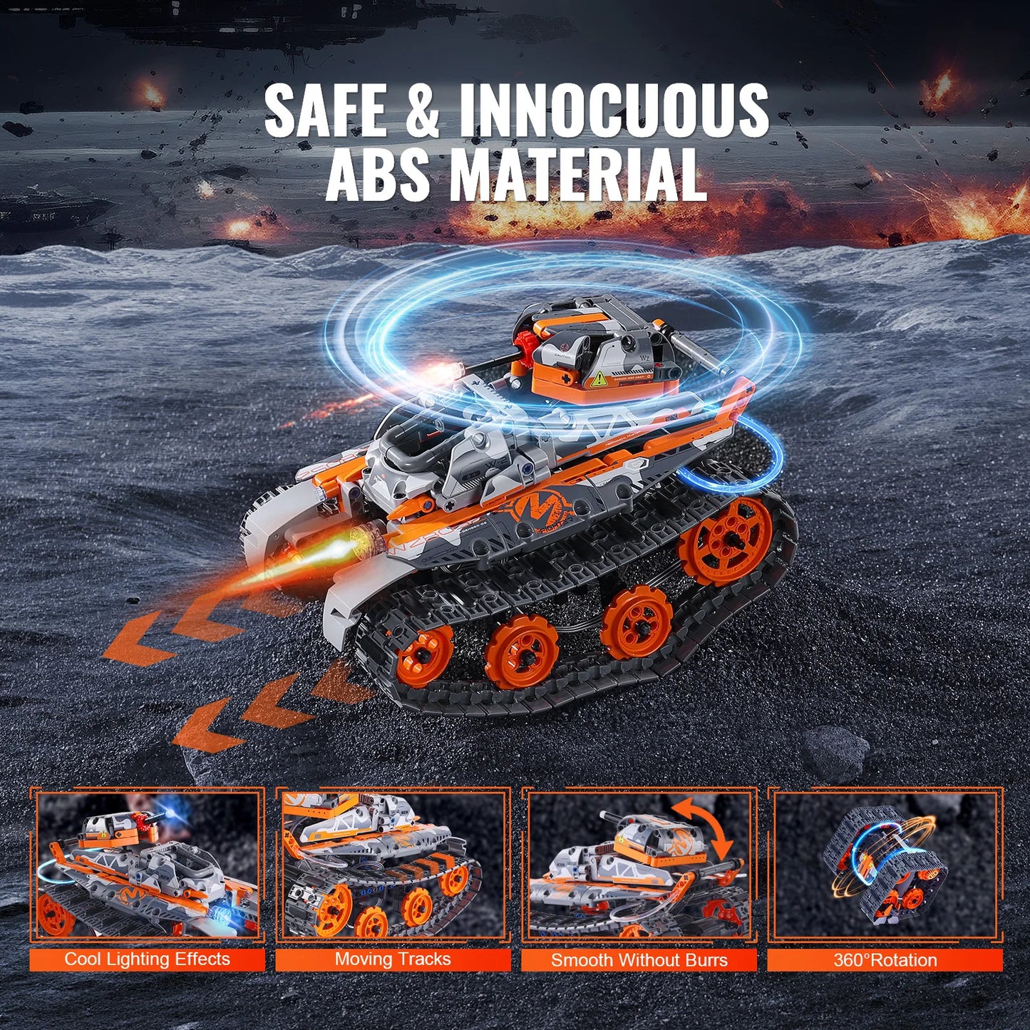 VEVOR  5-in-1 RC Technical Car APP Controlled 554pcs Blocks STEM Toys Car/Robot/Tank/Snowplow Building Set for Boys Kids Gifts