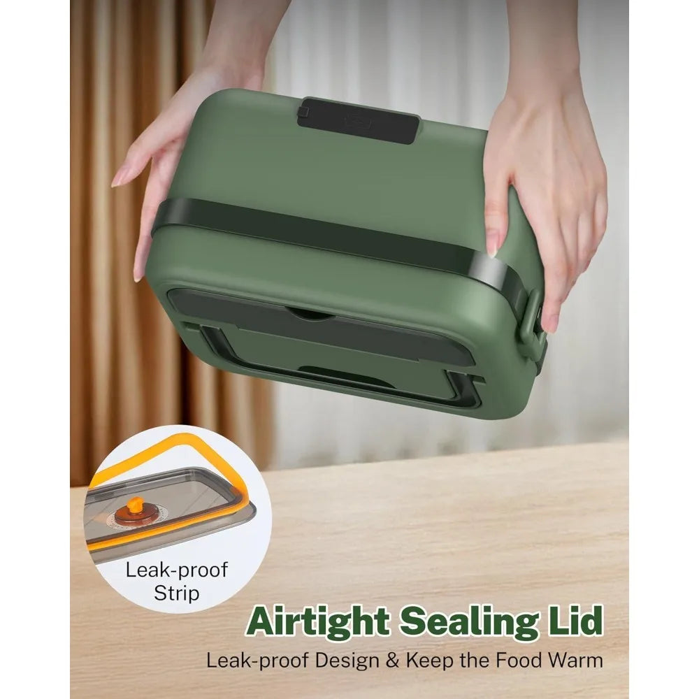 Best -Cordless Electric Lunch Box for Adults,16000mAh Rechargeable Self-Heating Lunch Box Food Warmer w/Timer&Adjustable Heating