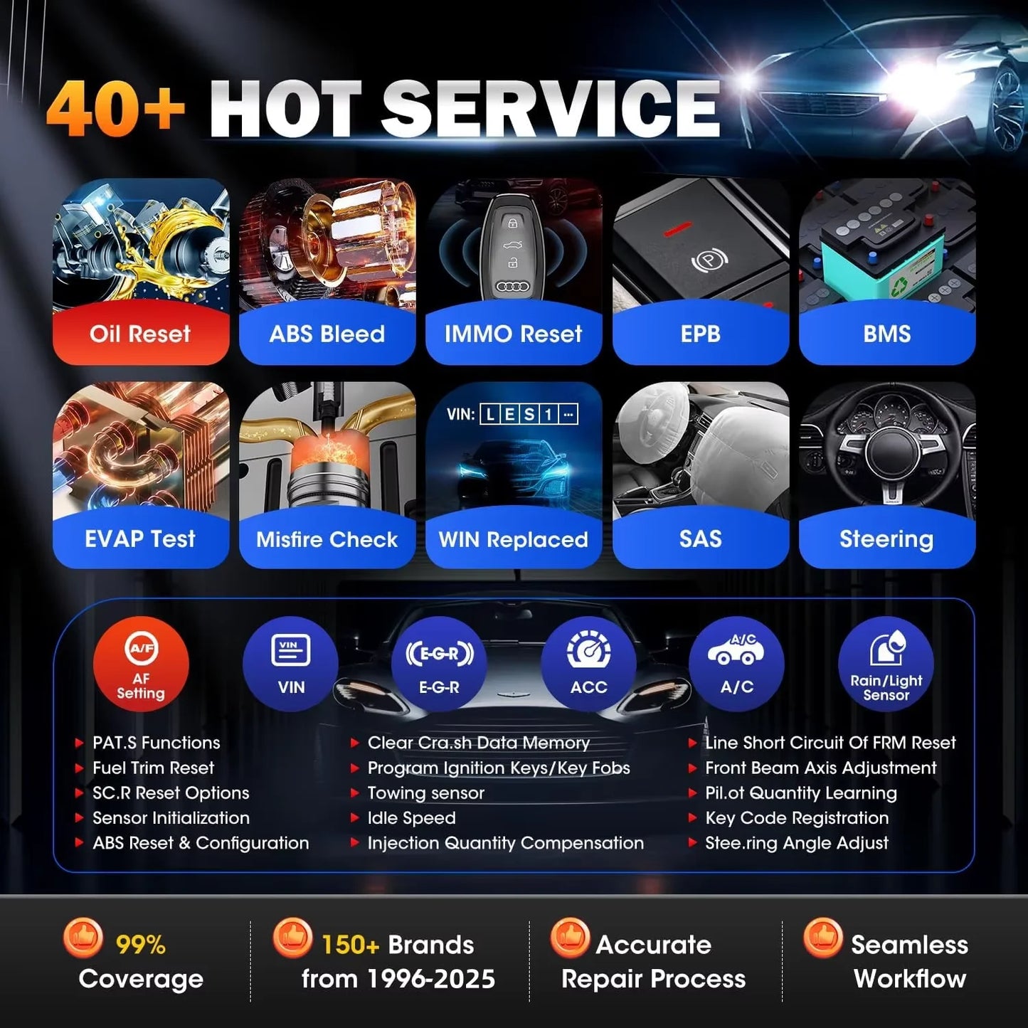 Autel MaxiCOM MK900 BT MK900BT 8 Inch Car Diagnostic Tools 40+ Services CAN FD DOIP OBD2 Scanner Upgrade of MK808BT Pro MK808S