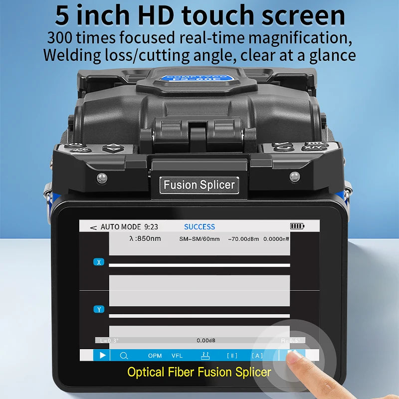COMPTYCO FS-60E Optical Fiber Fusion Splicer SM MM 10 Languages Touch Screen Fiber Optic Core Welding Machine Built in VFL OPM