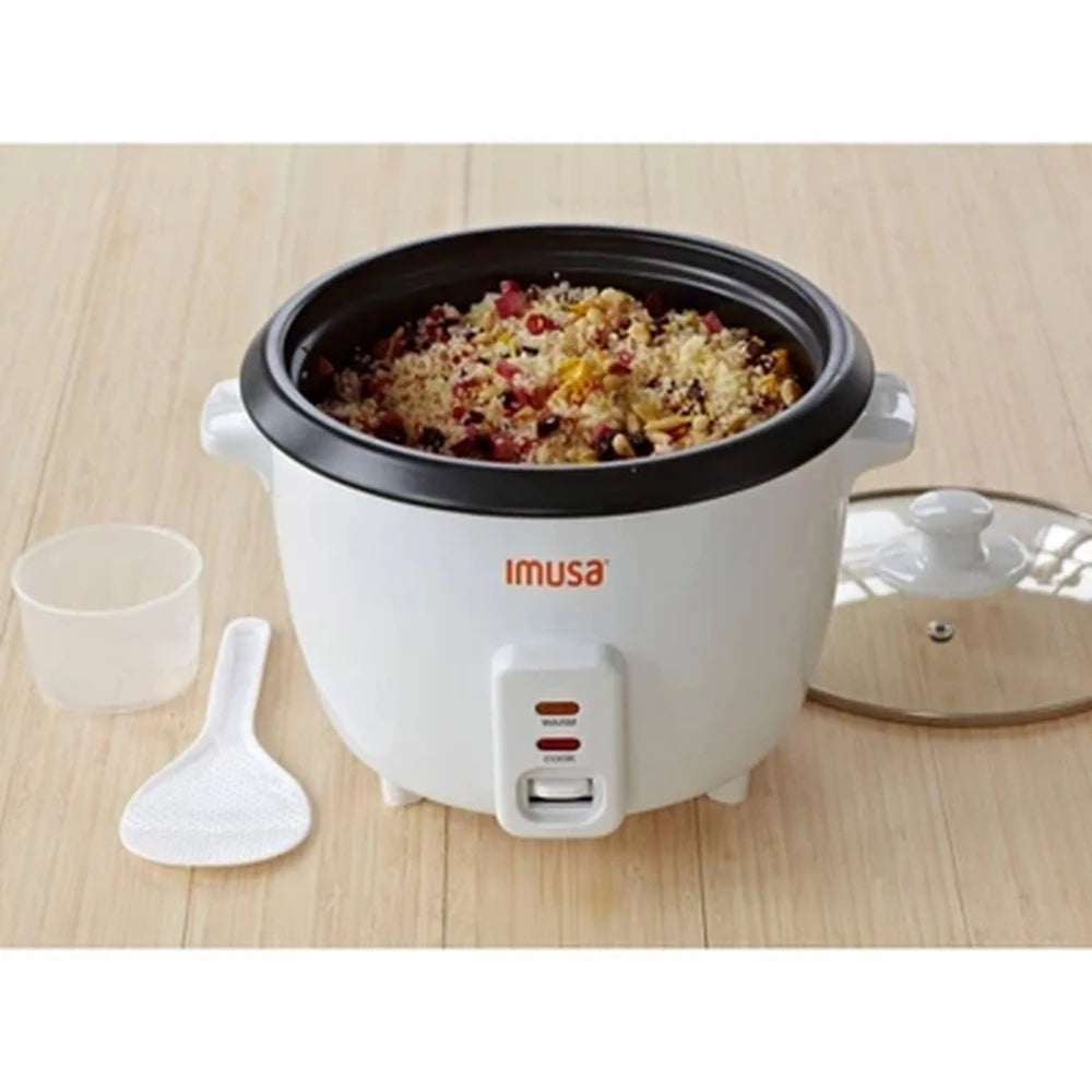 5 Cup Rice Cooker Non-Stick Ceramic Pot Cool Touch Handles Measuring Cup Serving Spoon Automatic Warm Function Compact Kitchen
