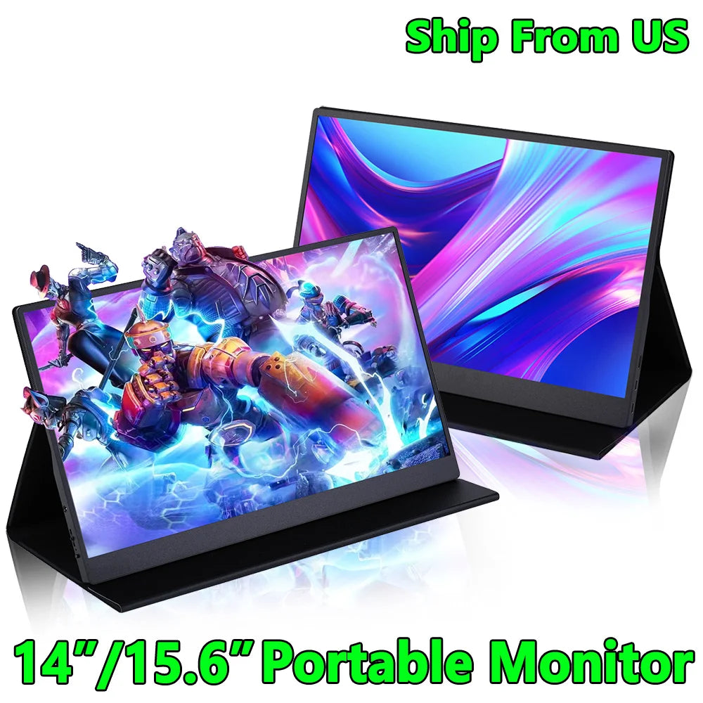 14/15.6 Inch Portable Monitor FHD 1920*1080 IPS HDMI External Second Screen for Mac Laptop PC Switch2 Xbox PS4/5 Xbox Ship To US