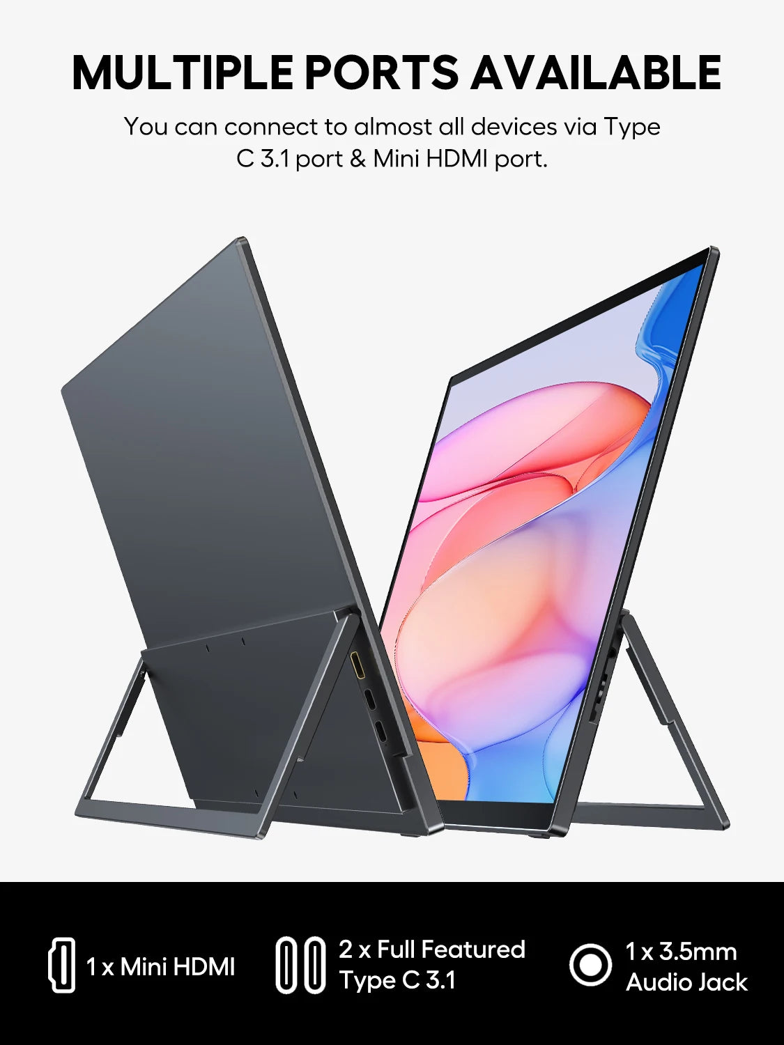 UPERFECT 18.5" Portable Touchscreen Monitor 120hz 1080P FreeSync Mobile Monitor with Stand USB C Mini HDMI for PC Mac HUAWEI