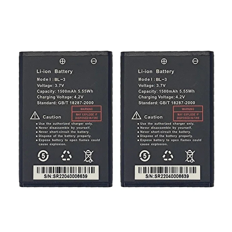 2pcs For UV-3R Walkie Talkie Battery 1500mAh for BF-UV3R Two Way Radio Accessories UV 3R Radio Extra Battery Model BL-3