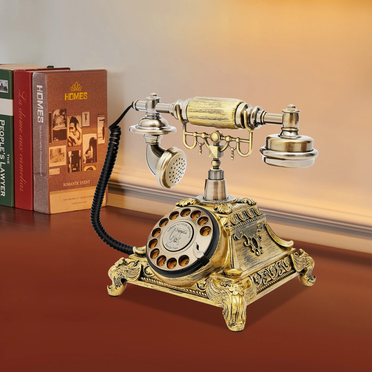 Retro Rotary Landline Phone,Vintage Turntable Telephone,Antique European Style Telephone,Old Fashioned Dial Phone