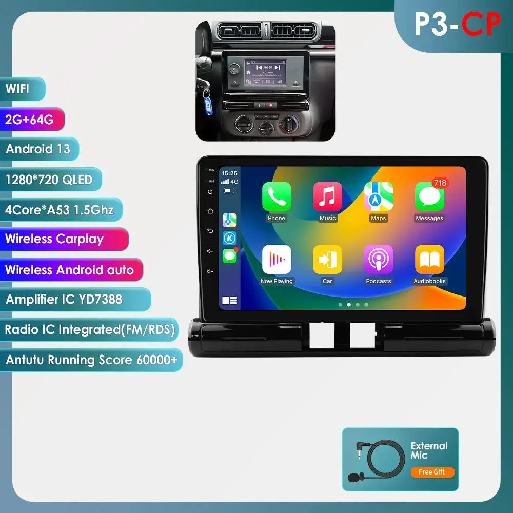 Hizpo Car Electronics Intelligent Systems For Citroen C3 C4 Aircorss (Brazil) 2017 - 2023 Auto Radio Carplay Android Auto GPS 4G
