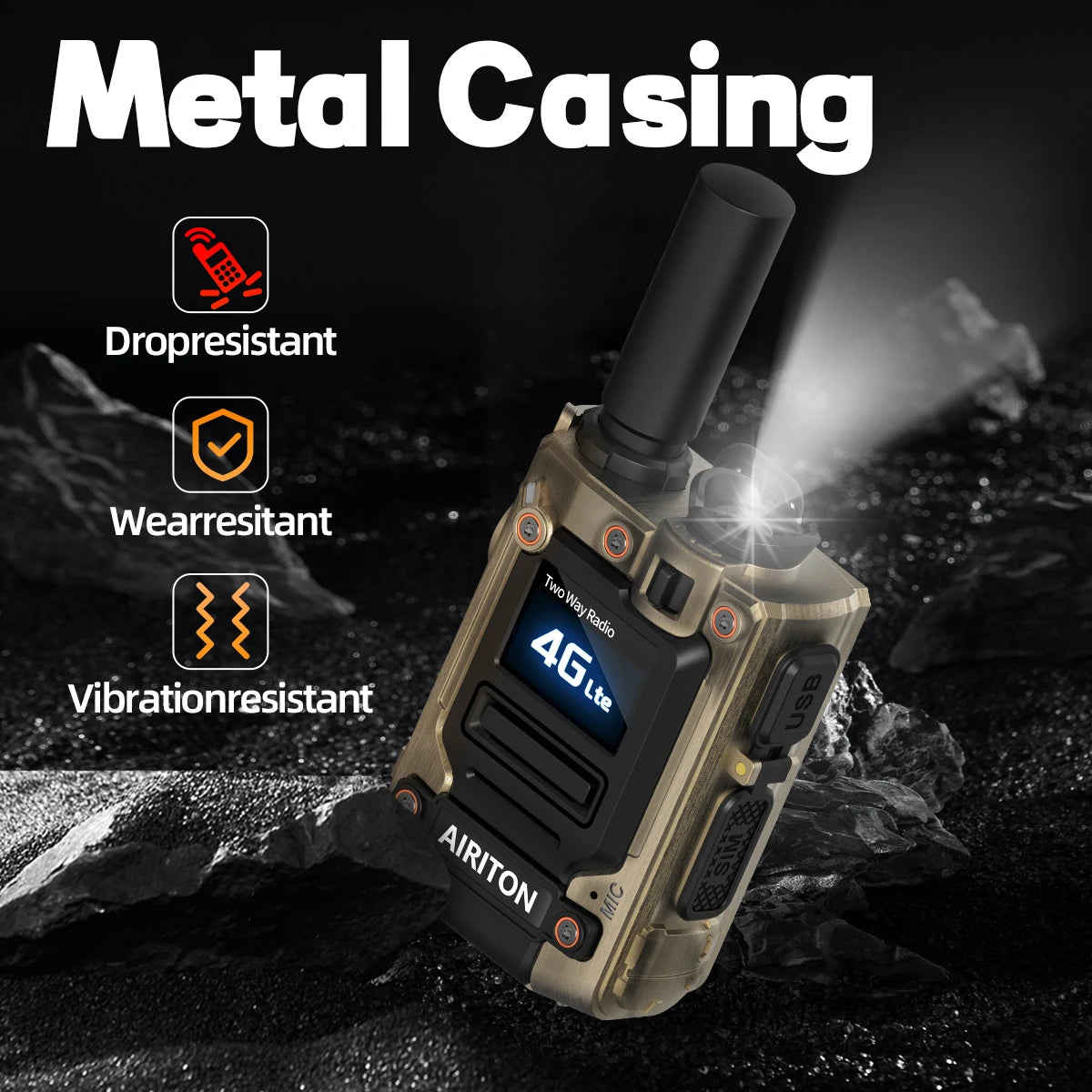 2X AIRITON AI-G7 Global Network POC Radio Walkie Talkie 4G Unlimited Range Type-C Long Range Sim Card Two Way Radio for Camping