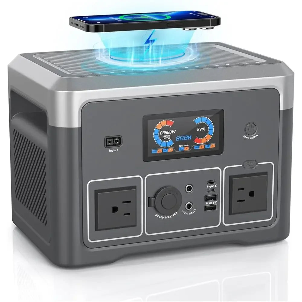 Compact 384Wh Battery Backup Power Station with 600W Output and 10 Outlets for Emergency, Outdoor, and Home Use