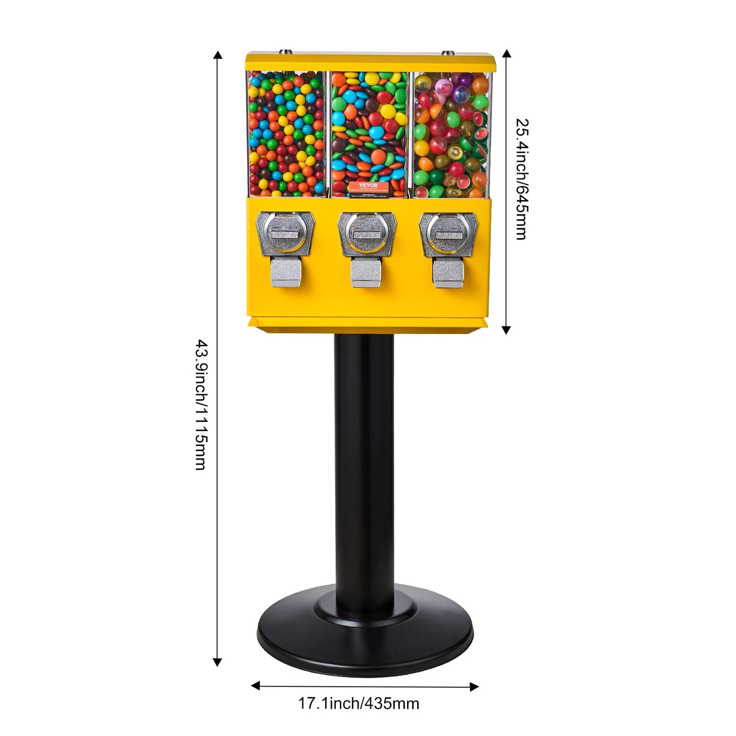 VEVOR Commercial Candy Vending Machine Four Compartment Rotatable 25 Cent Coin For Toy Capsules Bouncy Balls Nut with Stand