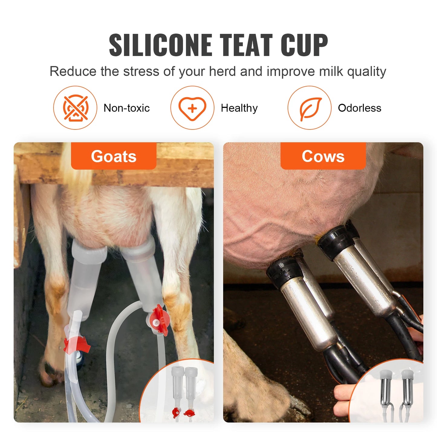SucceBuy Goat Milking Machine Stainless Steel Bucket Electric Automatic Pulsation Cup Tubes Adjustable Suction for Cow and Sheep