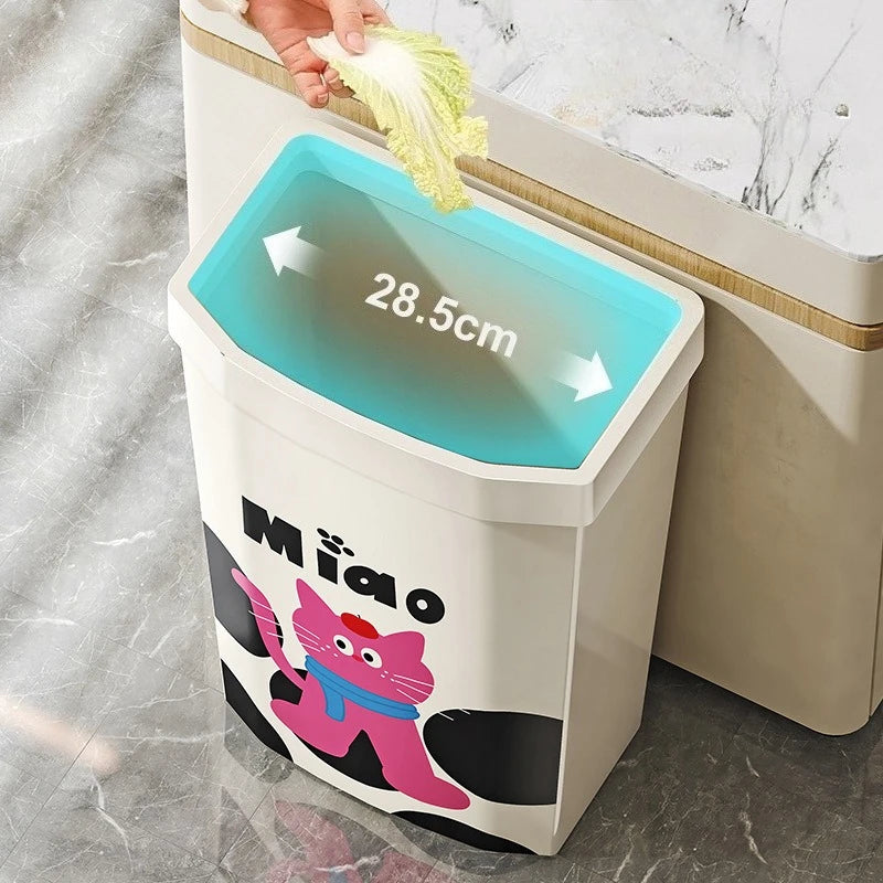 Plastic Trash Cans Large Capacity Square Trash Bin Kitchen Food Waste Disposal Garbage Bins Kitchens Household Accessories