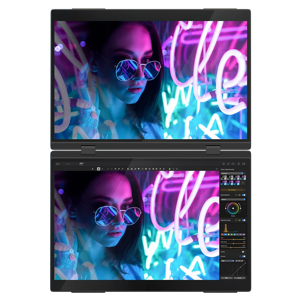 UPERFECT 16" 2.5K Dual Touchscreen Portable Monitor with Touch Pen 2560*1600 Auto Rotate Mobile Display for Laptop Mini PC Mac