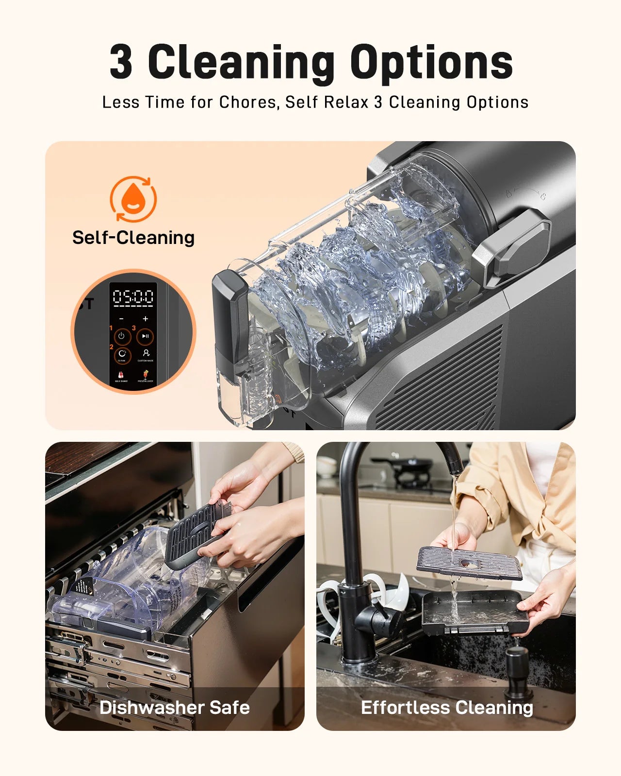 No Ice Needed Slushie Machine 72 oz Frozen Drink Maker Fast Freezing Slushy Machine Self-Cleaning 40dB Quiet Operation for Home