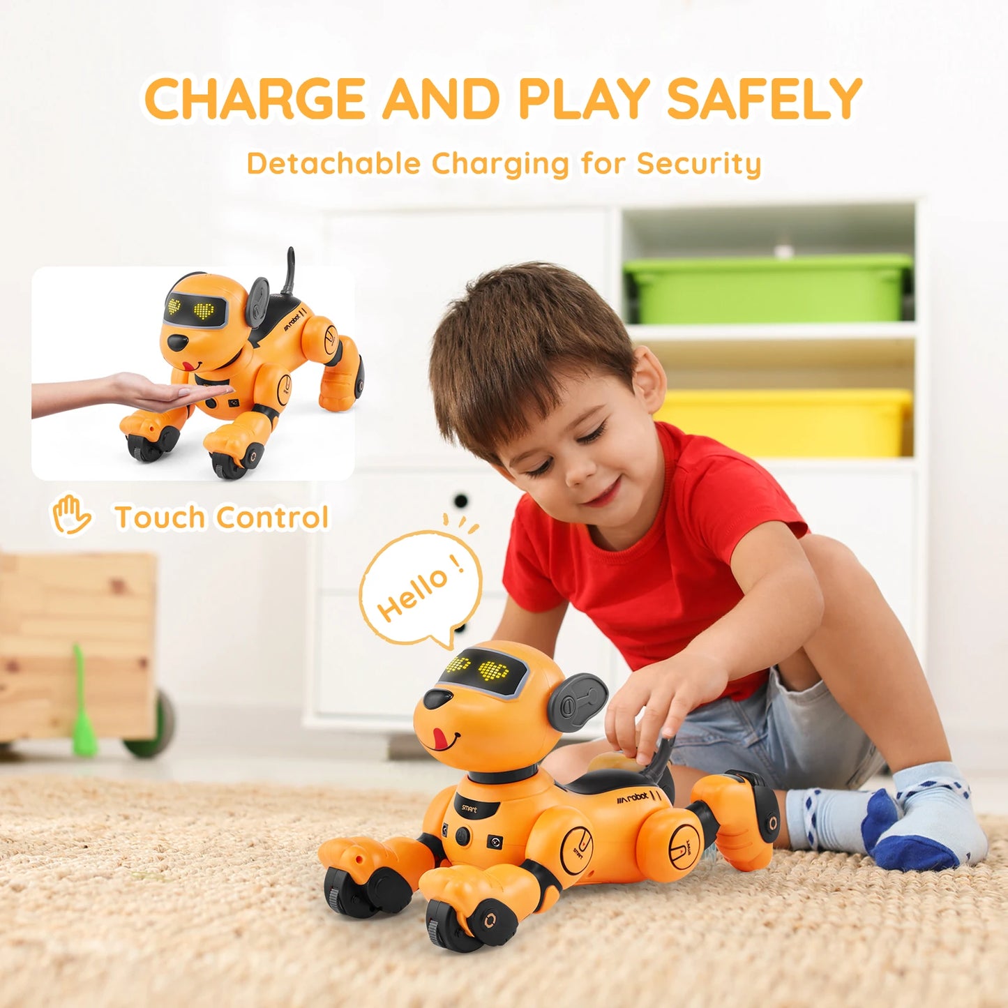 SucceBuy Remote Control Robot Dog Toy Dog Programmable Smart Interactive Robotic Pet for Kids Singing Dancing RC Stunt Toy