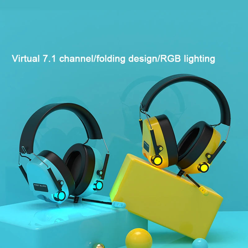 AJAZZ H10-Wired e-sports headset advanced passive noise cancellation, 7.1 surround sound, ultra-clear foldable headset-RGB