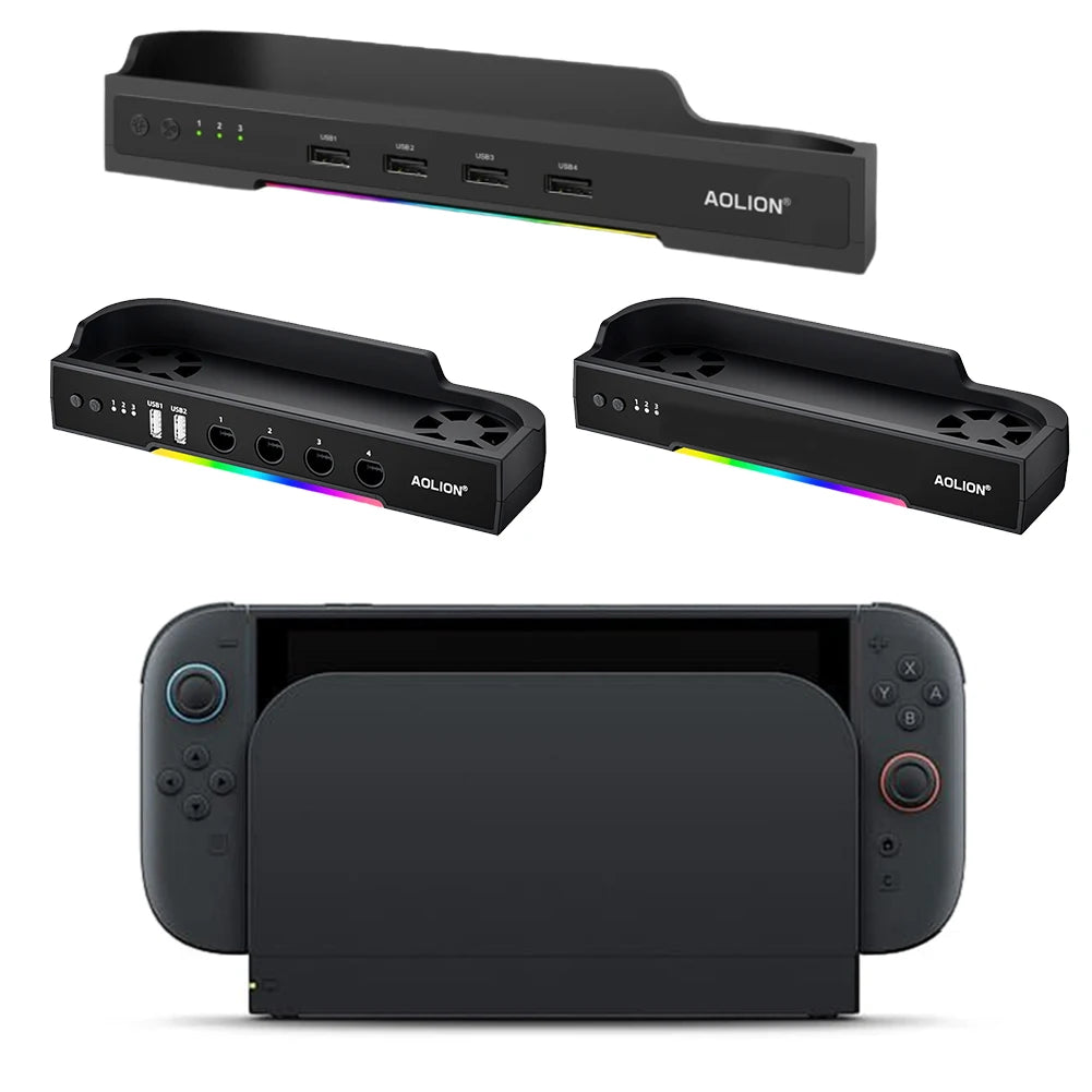 Cooling Fan Dock For Nintendo Switch 2 HUB Expansion Base NGC Wall Mount RGB Portable Heat Sink For Switch2 Game Consoles ﻿