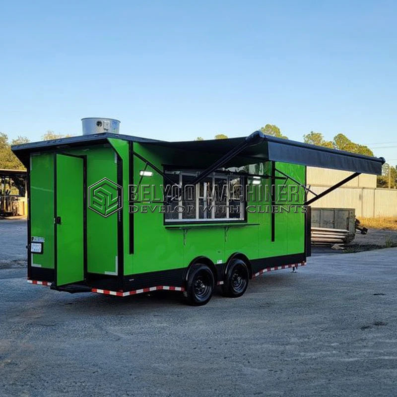 Food Truck New Arrival Outdoor Kitchen Fast Food Trailer With Cooking Equipment Taco Bbq Mobile Food Cart for Sale Europe