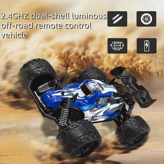 Brand-new dual-shell illuminated off-road remote control car, four-wheel drive high-performance toy car with cool lights, suitab