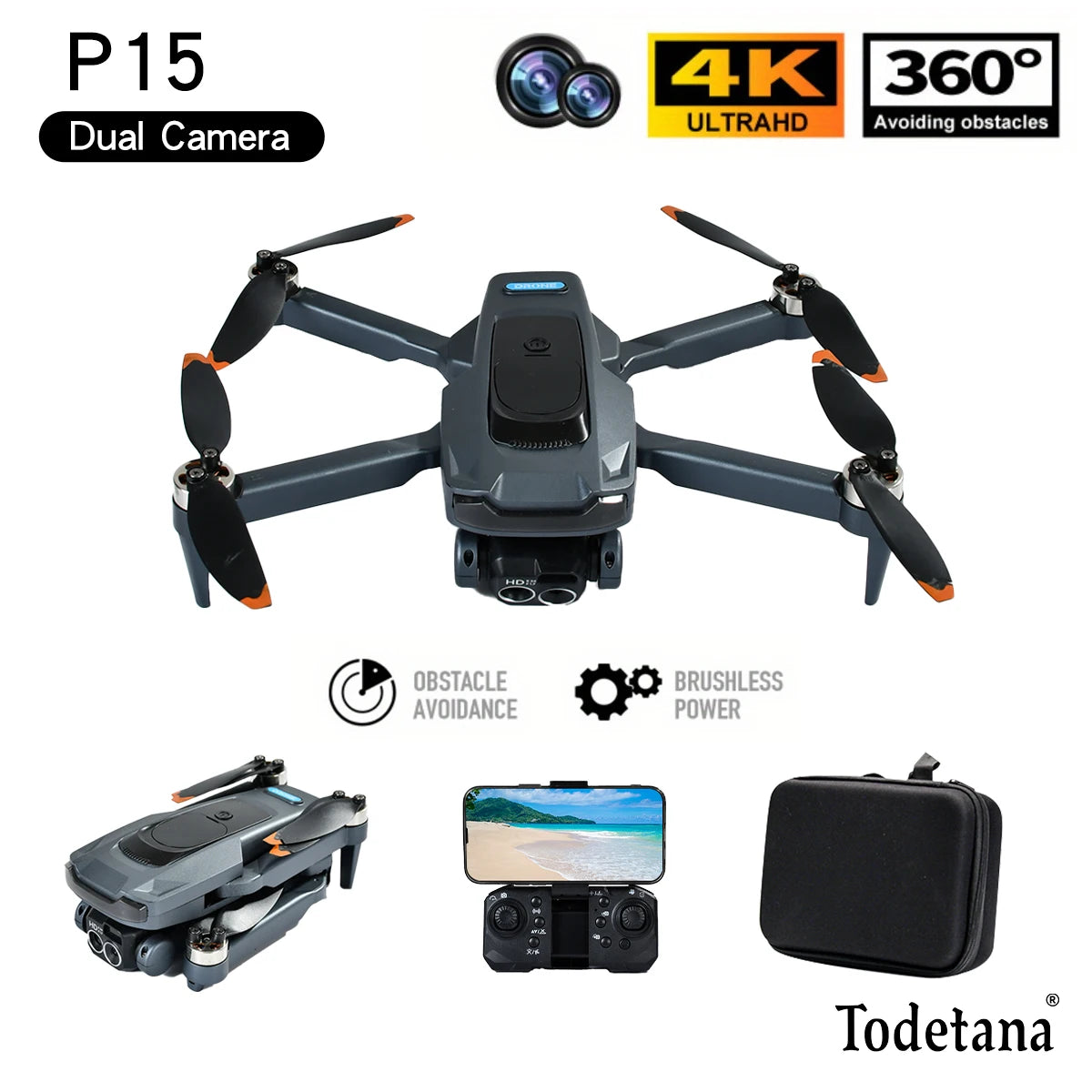 P15 Drone Professional 4K Aerial Photography Quadcopter HD Dual Camera Omnidirectional Obstacle Avoidance for Adult Boy Toy