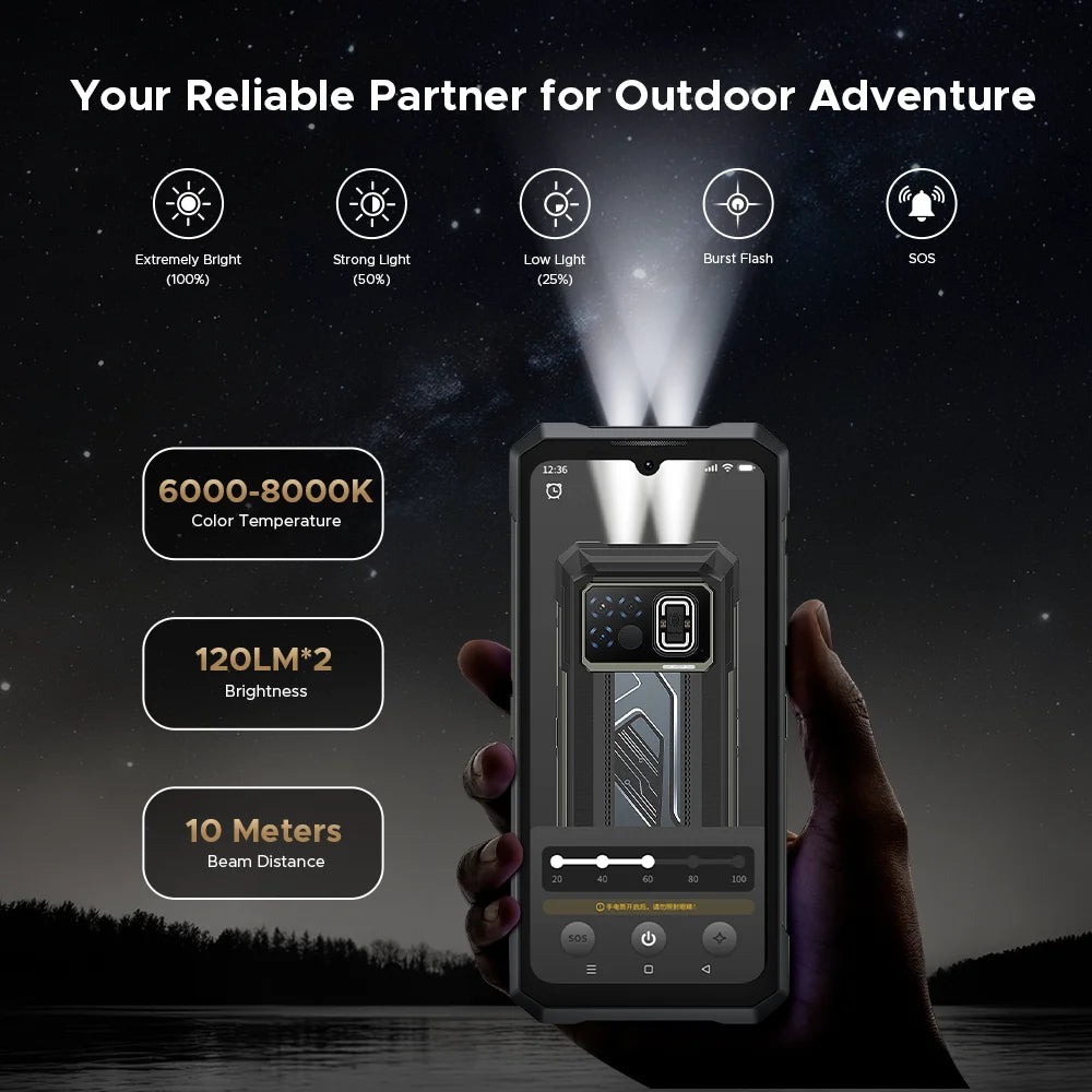 DOOGEE Fire 6 Max 5G Rugged Phone Dimensity 7050 Thermal Imaging 6.72” Dual Flashlight 20800mAh Battery 8GB 256GB Cellphone