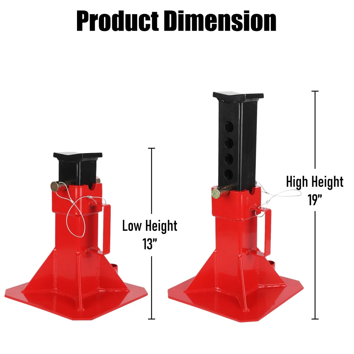 1 Pair Heavy Duty Pin Type Car Jack Stand with Lock, 12 Ton (26,400 lb) Capacity/22 Ton (44,000 lb) Capacity