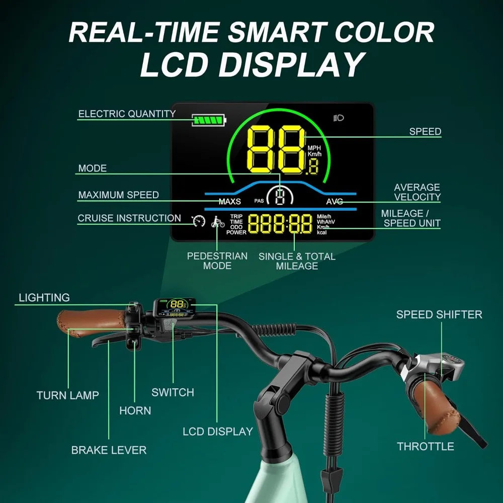 V80 Electric Bike, 1000W Motor 28MPH Ebike, 48V 13Ah Removeable Battery, 26'' City Cruise Electric Bicycles up to 70 Miles