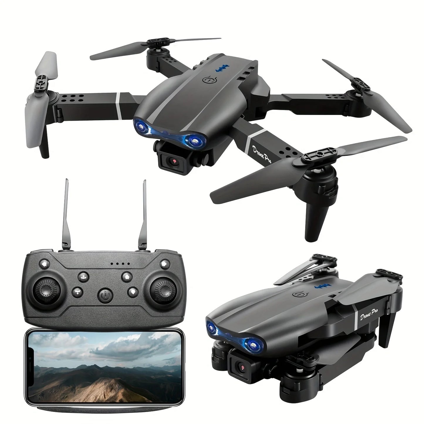 E99 Professional RC Drone, Dual Camera Double Folding RC Quadcopter Height Hold Remote Control Toy, Remote Control Beginner Men'