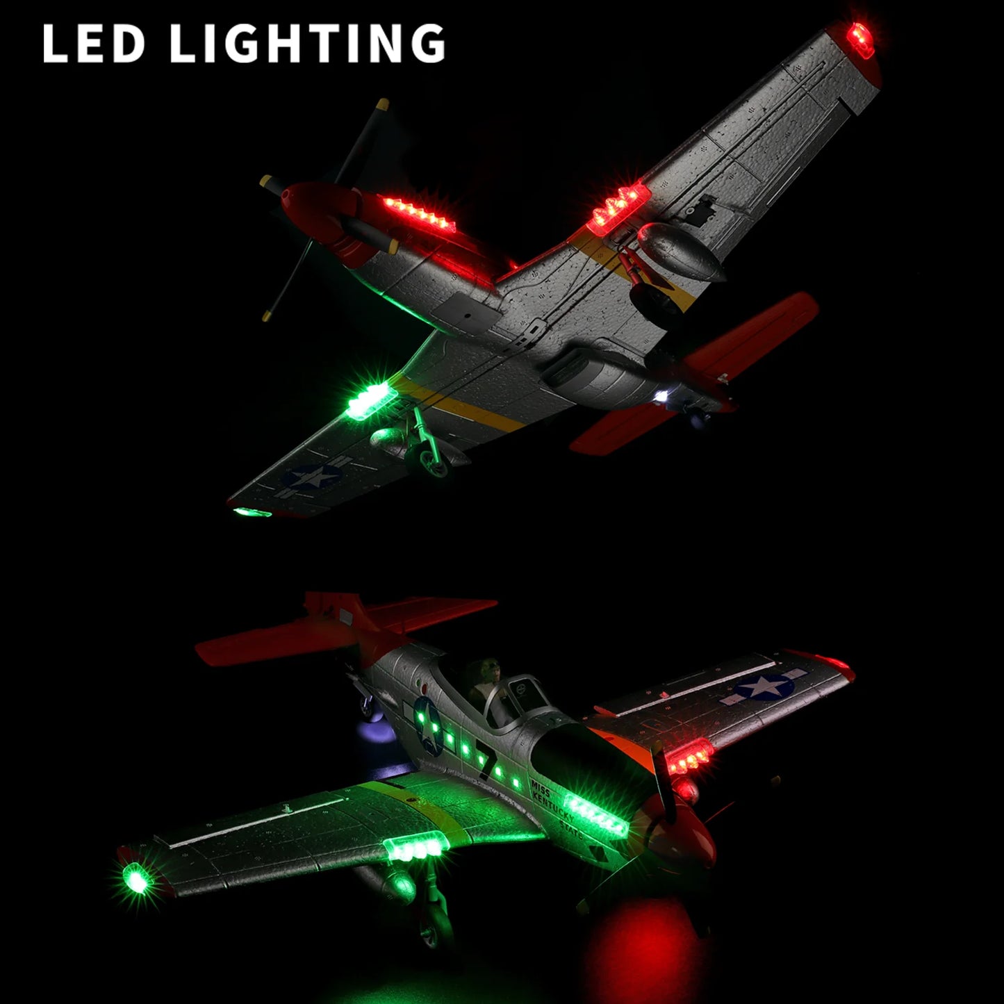 WLtoys XK A280 RC plane,P51 Mustang 4-CH RC Airplane with Lights,6G/3D Brushless Remote Control Airplane,Suitable for adults
