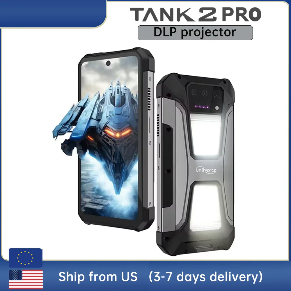 Unihertz Tank 2 PRO 8849 Rugged Phone Built in Projector,24GB 512GB,100MP Camera, 100MP, NFC, Helio G99, 23800mAh, 24GB 512GB