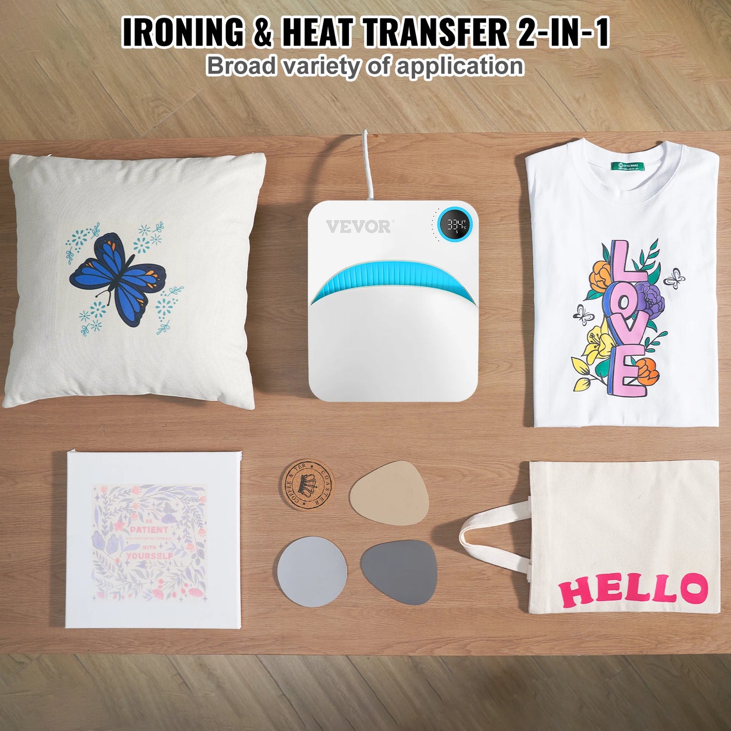SucceBuy 9x9/12x10 in Portable Heat Press Machine DIY Shirt Printing Multifunctional Sublimation Transfer HTV Vinyl T-shirt Bag