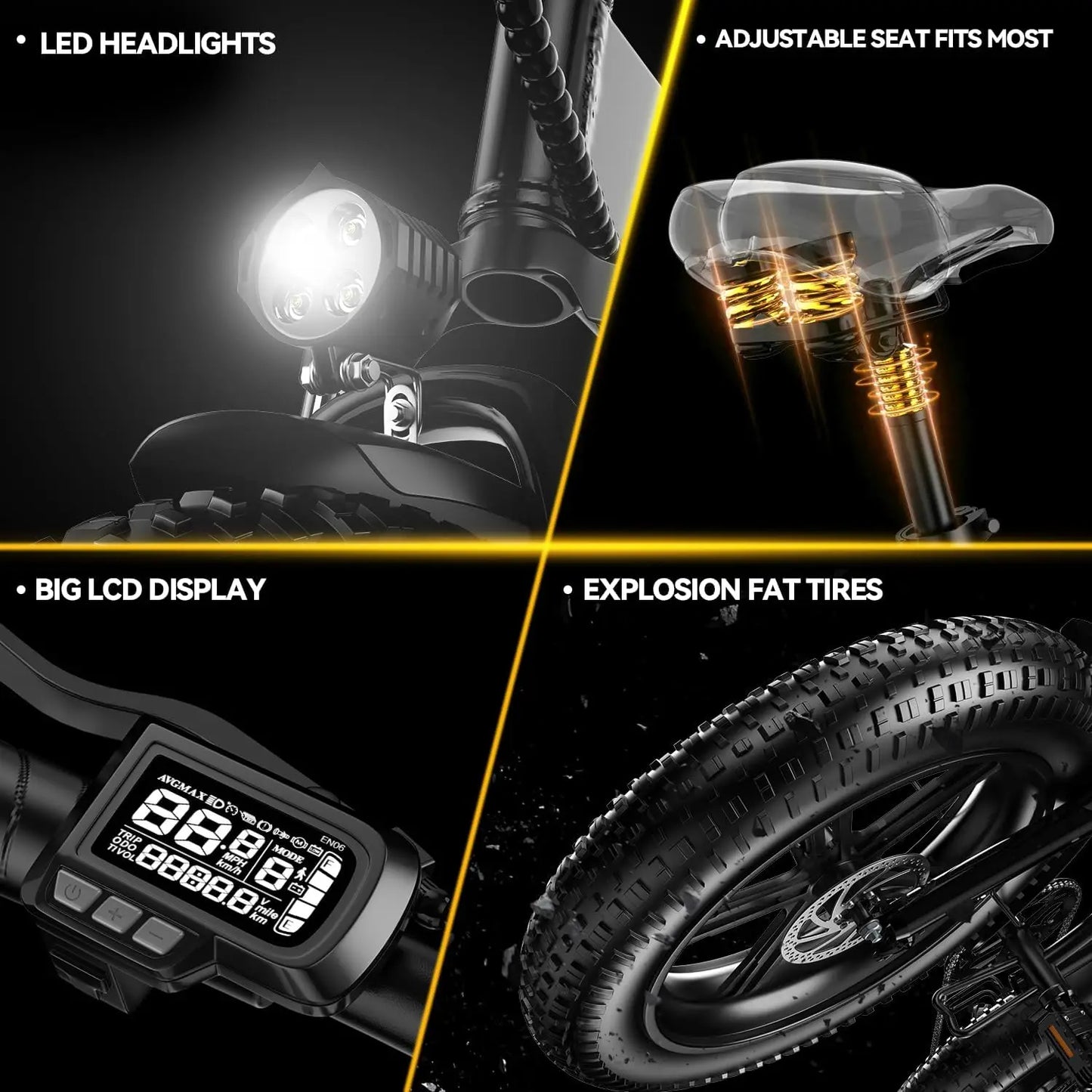 Cybervelo MARS700 1000W 20AH Removable Battery, Folding Electric Bike, 30MPH 100 Miles Max Range E-Bike for Adults, 20" Fat Tire