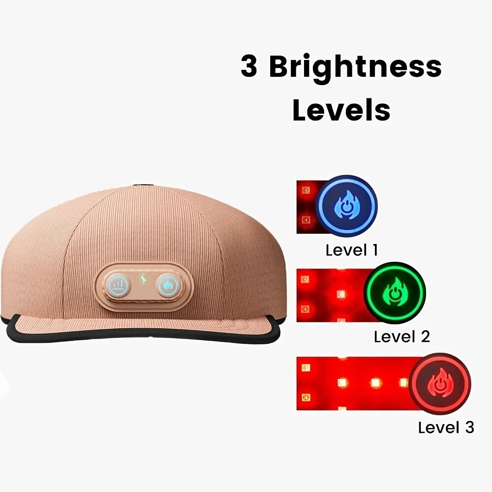 Cordless Portable Heating Cap, 660nm 850nm Wireless Rechargeable Hat, Red Therapy Light Cap with Timer, Adjustable Fit