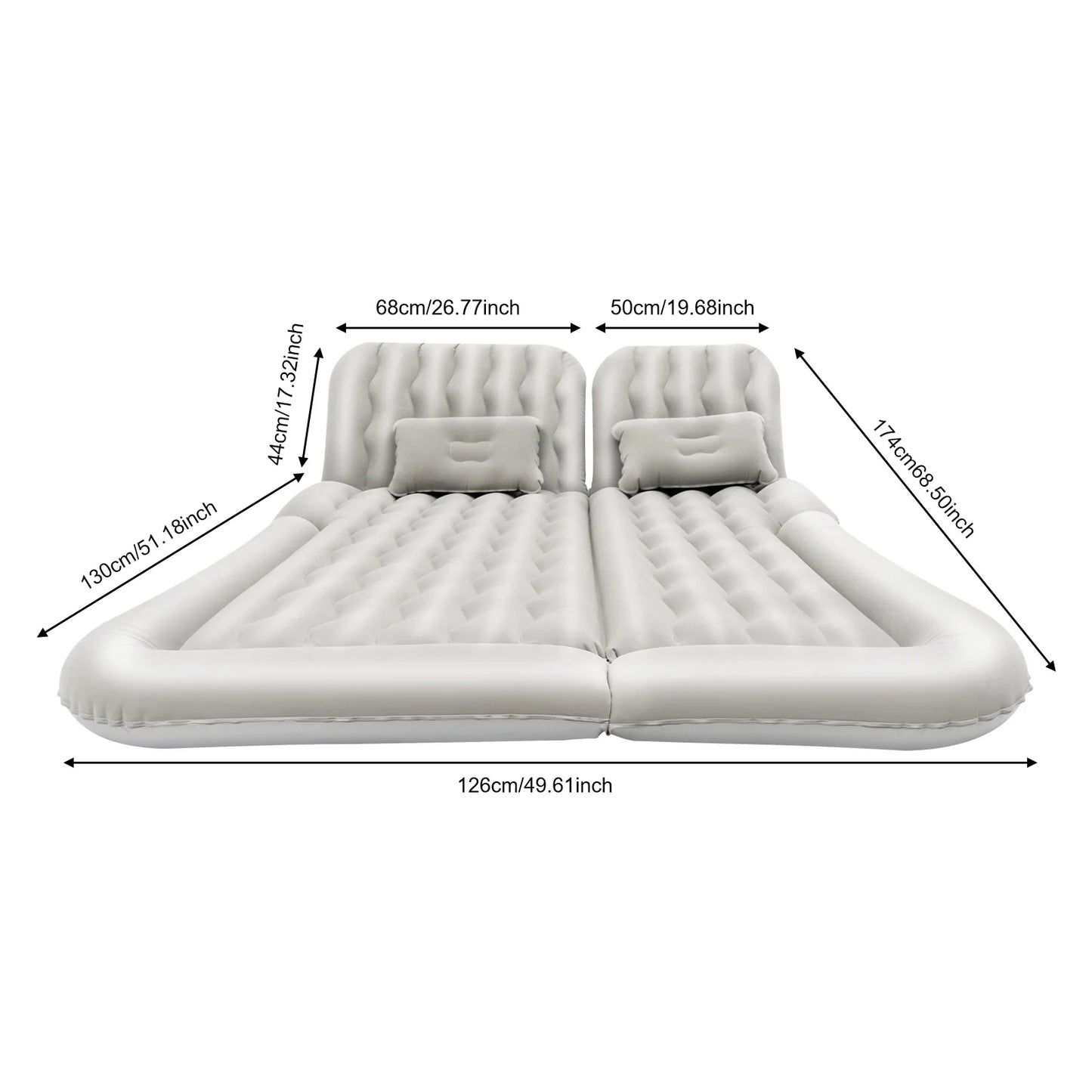 Universal Foldable Inflatable Bed Portable Inflatable Mattress Set Car Back Seat Sleeping Flocking Air Bed Cushion w/Pump+Pillow