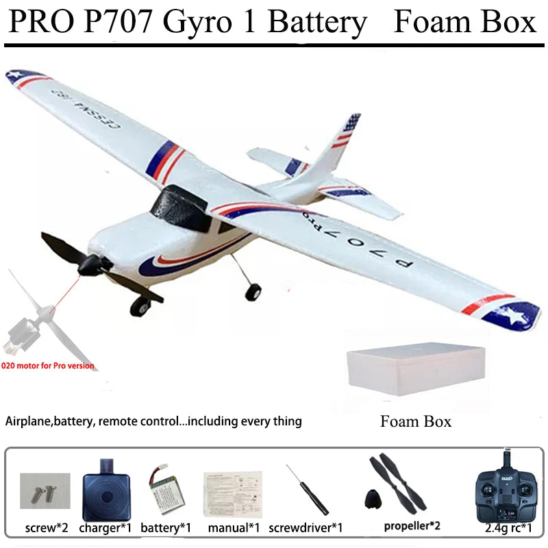 Park10 RC Airplane P707G 2.4G 3D/6G With Gyroscope 3Ch RC Airplane Fixed Wing Plane Outdoor Toys Drone RTF CESSNA 182 Plane Gift