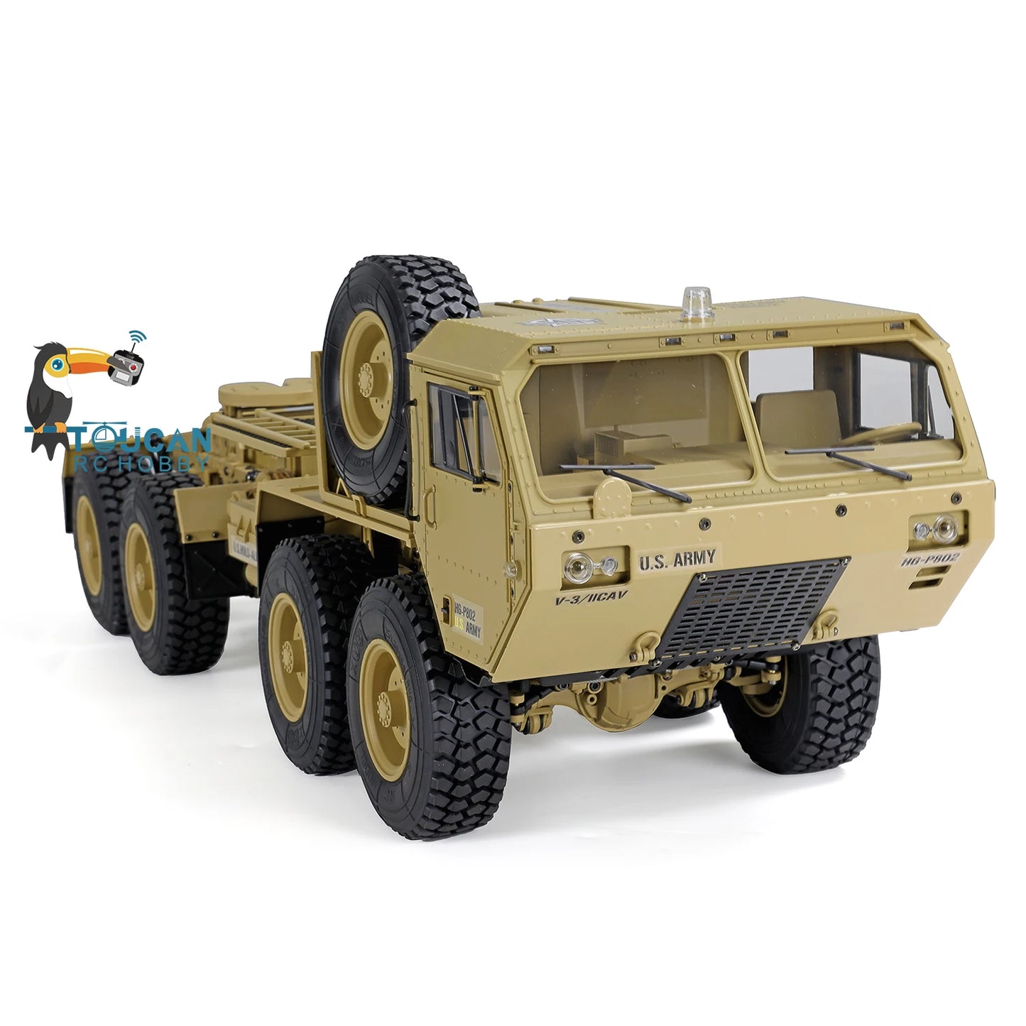 US Stock 8x8 1/12 HG P802 RC US Military Truck 4 Axles Army Vehicle Remote Control Car with Sound Lights TH22747