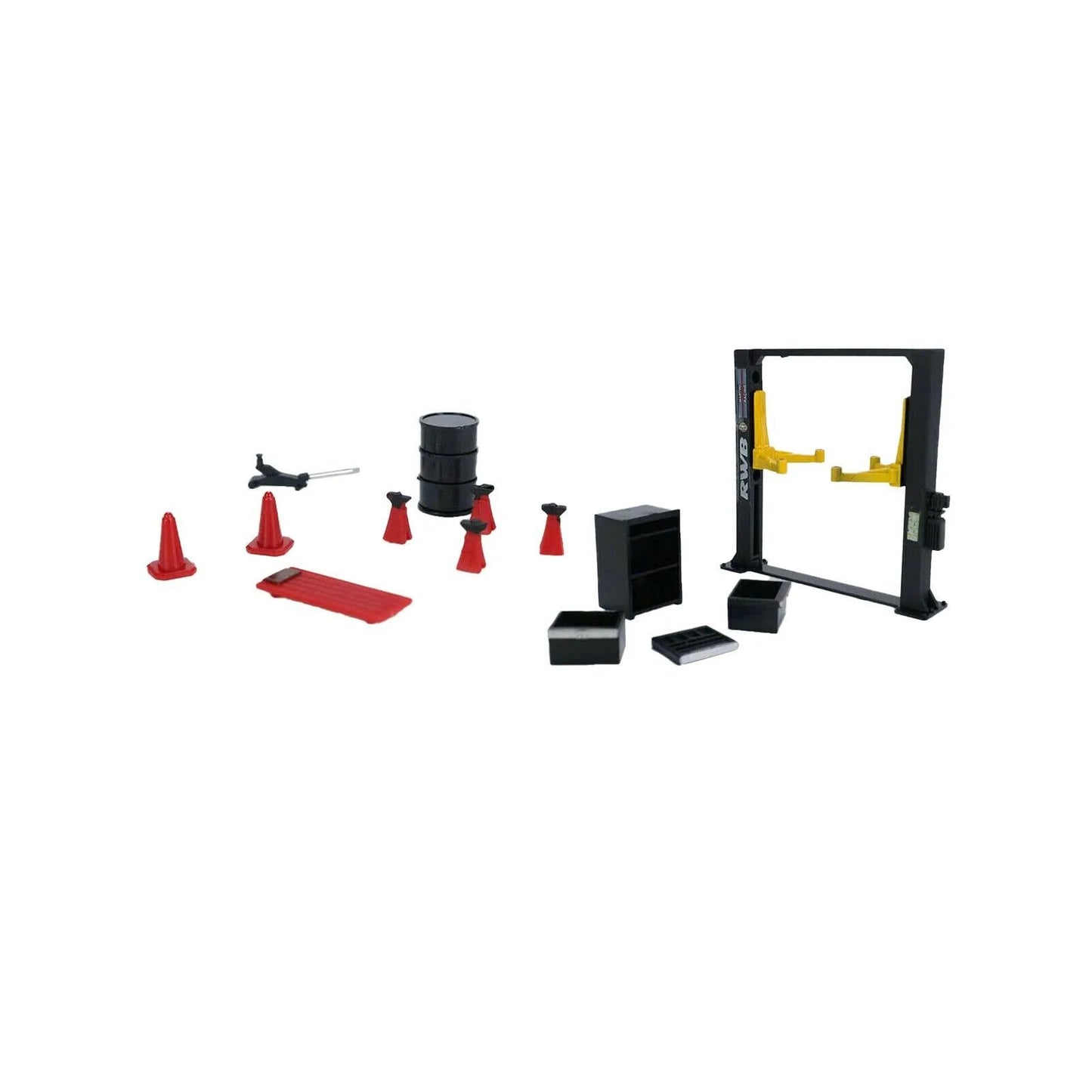 12Pcs/Set 1/64 Garage Maintenance Tools Set ABS Model Car Display Diorama Repair Tool Sets Model 1/64 Scene with Garage Lift Kit