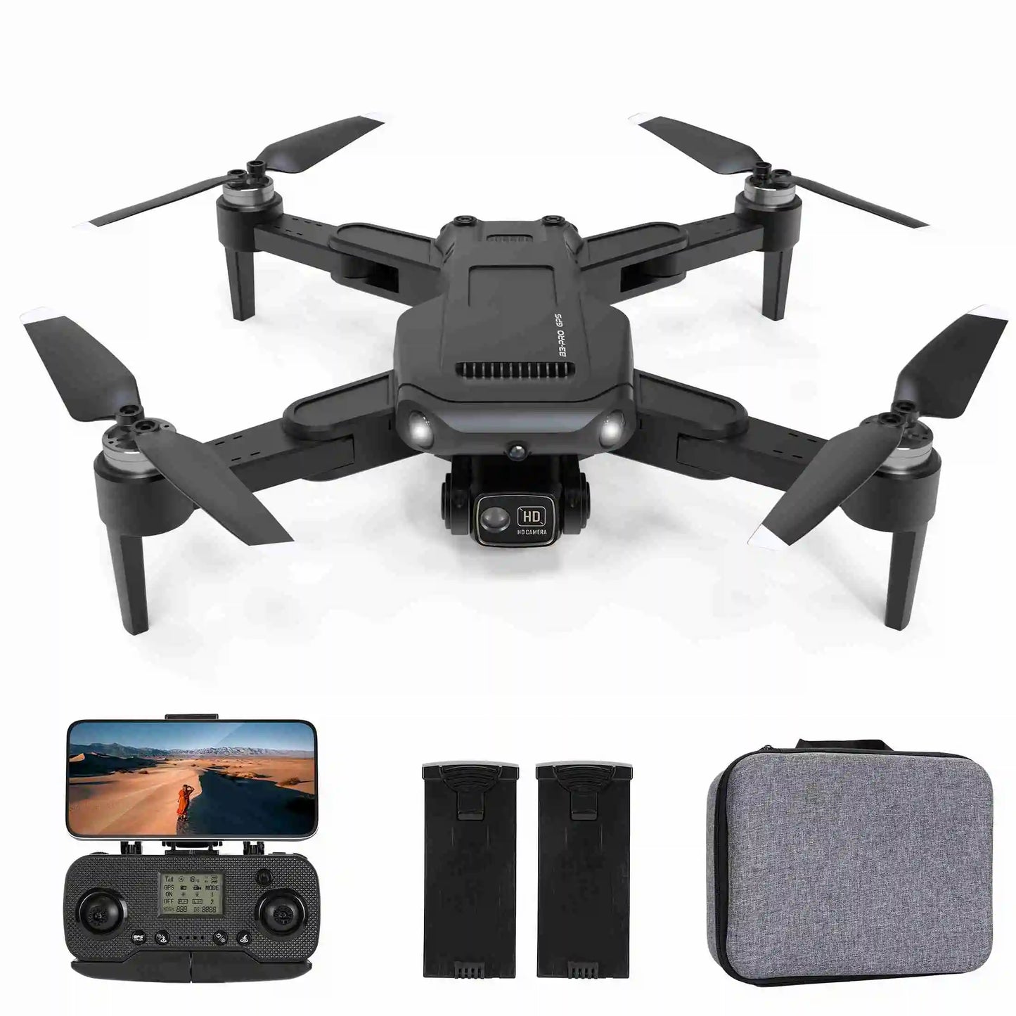 RC Drone Brushless Motor Long Flight Times GPS Drone Quadcopter with Remote Controller 2 Batteries Remote Control Drone RC Drone