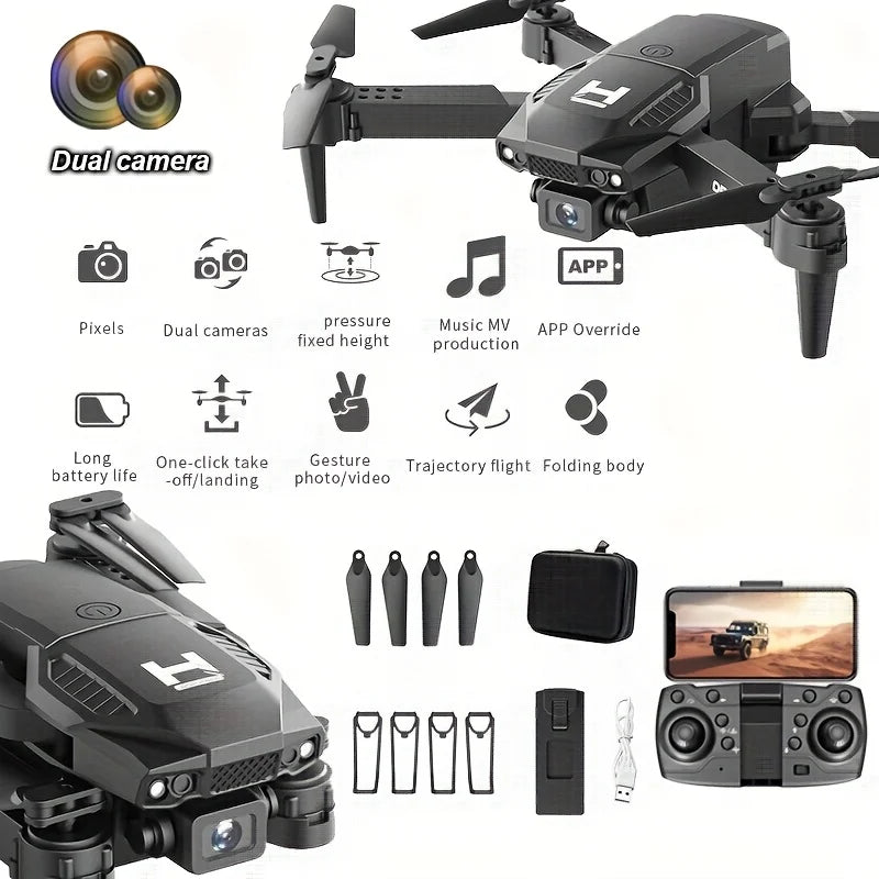 H4 Dual aerial HD camera Foldable drone remote control Smart plane usb charging LED lights quadcopter best birthday gift