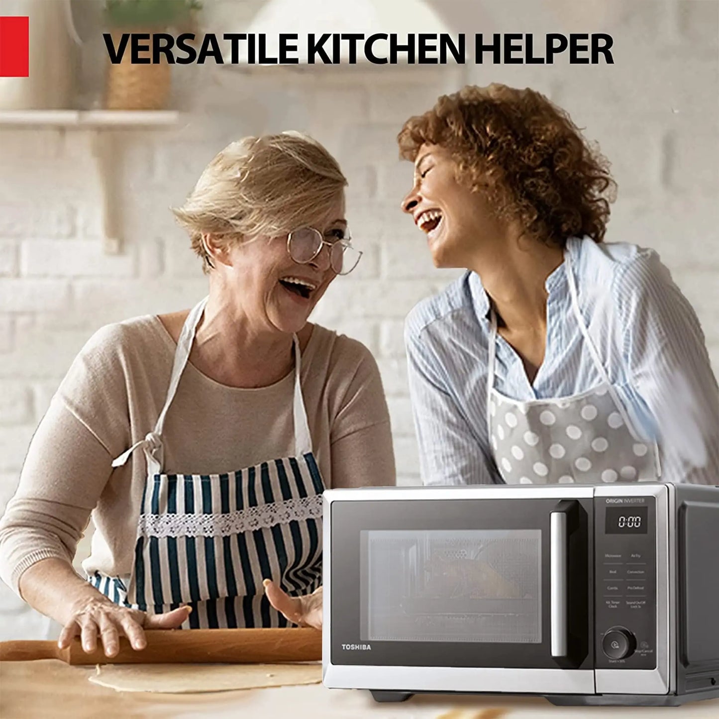 TOSHIBA 6-in-1 Inverter Microwave Oven Air Fryer Combo MASTER Series - Broil, Convection, Speedy Combi, 27 Auto Menu