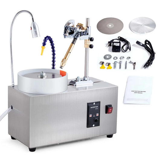 SucceBuy Gem Faceting Machine 180W Jade Grinding Polishing Machine 0-2980RPM Adjustable Rotating Speed Rock Jewel Angle Polisher