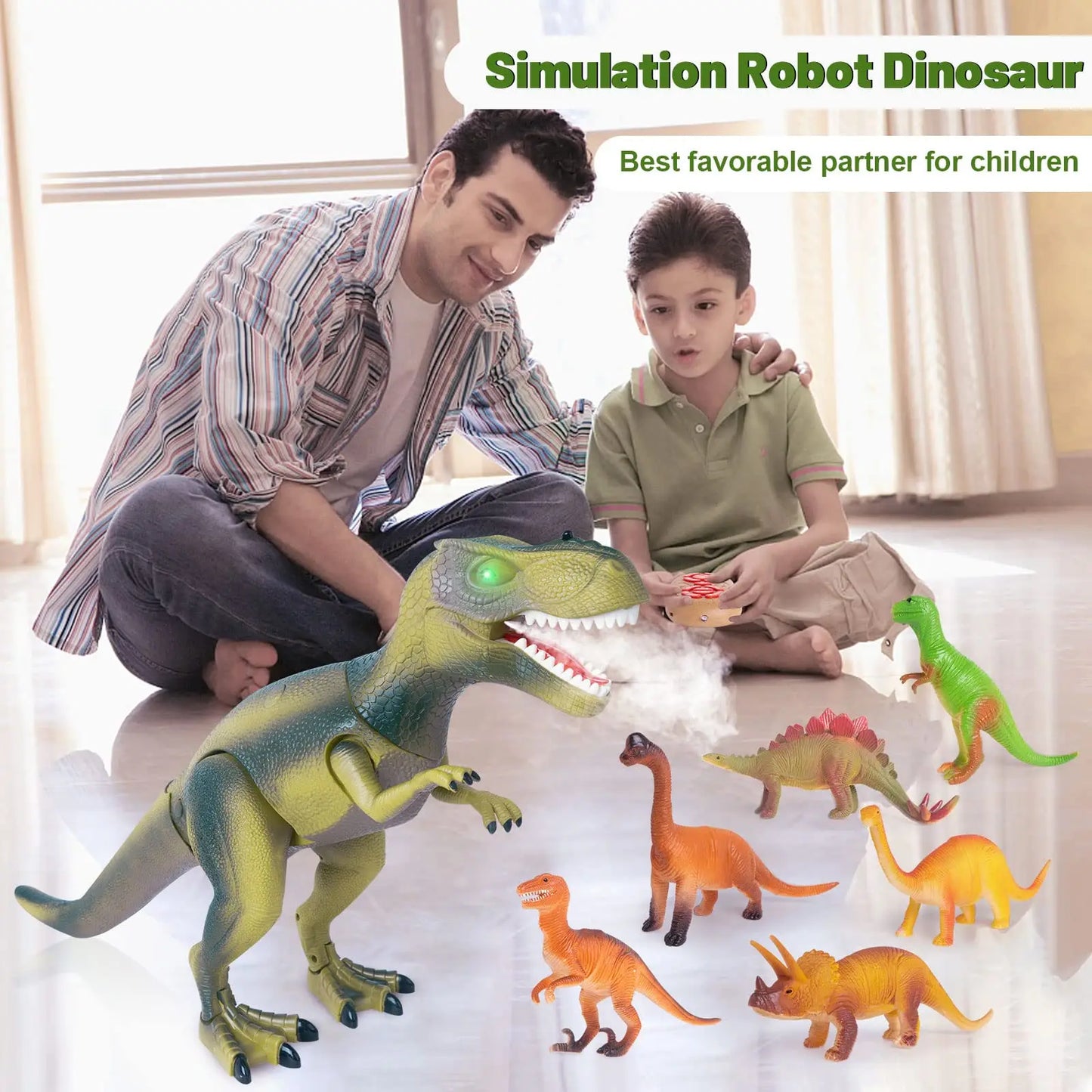 Remote Control Dinosaur Toy Spray Walking Tyrannosaurus Rex Roaring LED Light Children Dinosaur Toy Boy Girl Birthday Gift