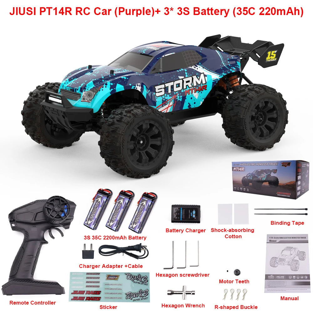 JIUSI PT14R MT14R 1/14 Racing Car 4WD 80km/h Brushless 2.4G Remote Control RC Car High Speed Off-road Drift Truck RC Toy As Gift