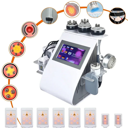 9 in 1 40K Ultrasonic Cavitation Machine Vacuum Lipo Lase Slimming Burn Fat Lift tighten Skin Tighten Spa  Body shaping Massage