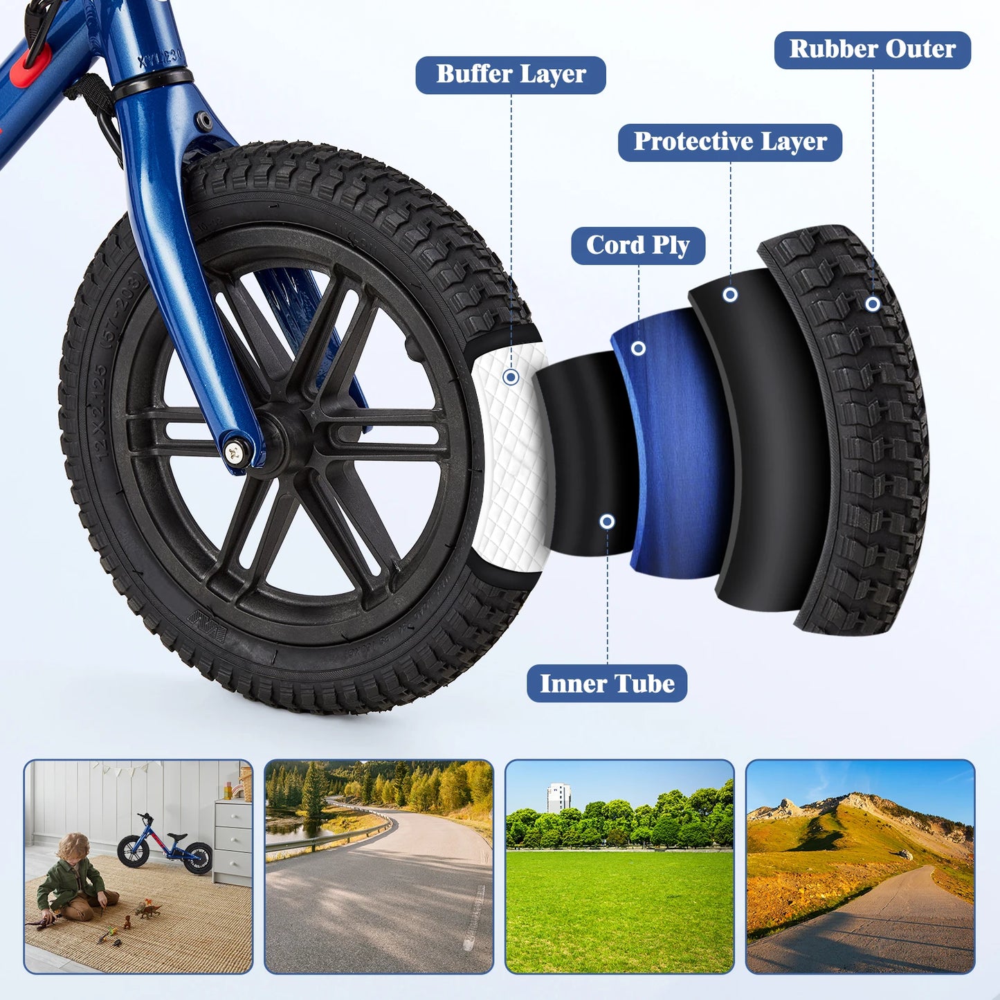 Electric Bike For Kids Ages 3-5 Years Old Kids 24V 100W Electric Balance Bike With 12 inch Inflatable Tire and Adjustable Seat