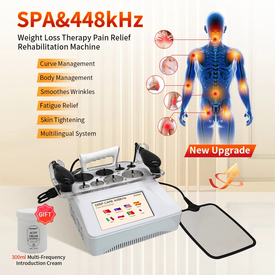 High Frequency Facial Indiba 448KHZ Microcurrent Face RF Massager Warm Physical Therapy Techniques CET RET Skin Beauty Equipment
