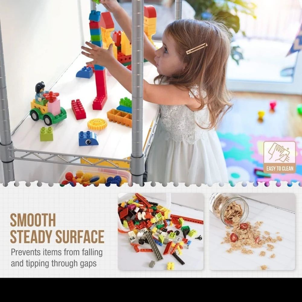 Commercial Grade Heavy Duty Wire Shelving w/Wheels, Leveling Feet & Liners, Storage Metal Shelf, Garage Shelving Storage