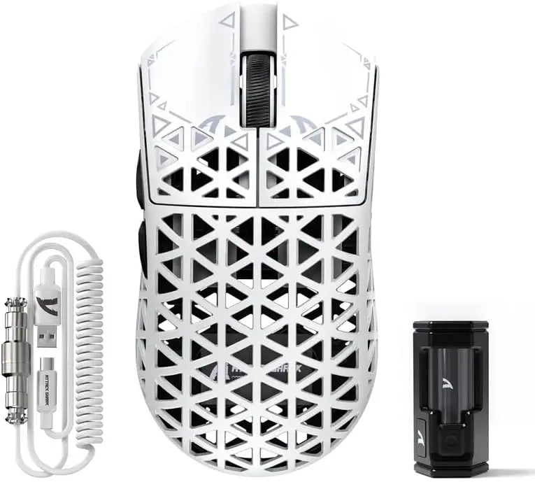 MAMBASNAKE x ATTACK SHARK R5 Ultra Wireless Gaming Mouse,39g Superlight Carbon Fiber Hollowed-Out