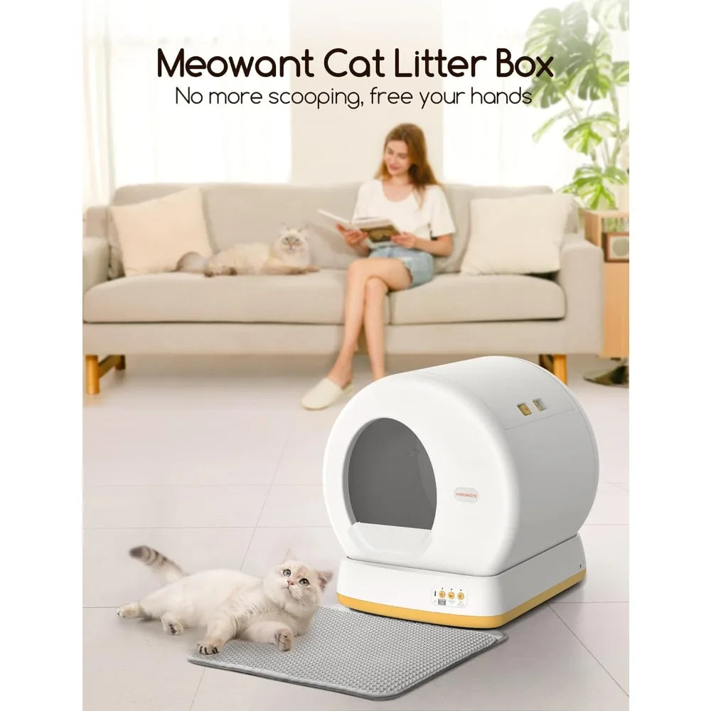 Self-Cleaning Cat Litter Box, Advanced Safety System Automatic Cat Litter Box Perfect for Multi Cats,