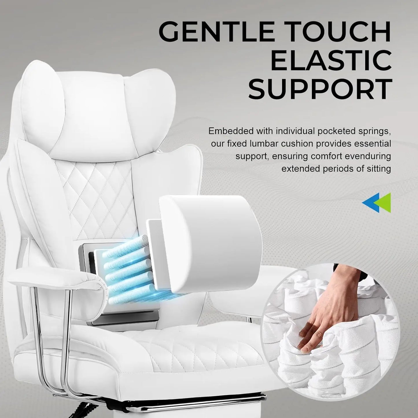 Gaming Chair,Office Chair with Pocket Spring Lumbar Support, Ergonomic Comfortable Wide Office Desk Computer Chair (PU Leather)